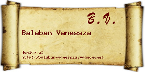 Balaban Vanessza névjegykártya